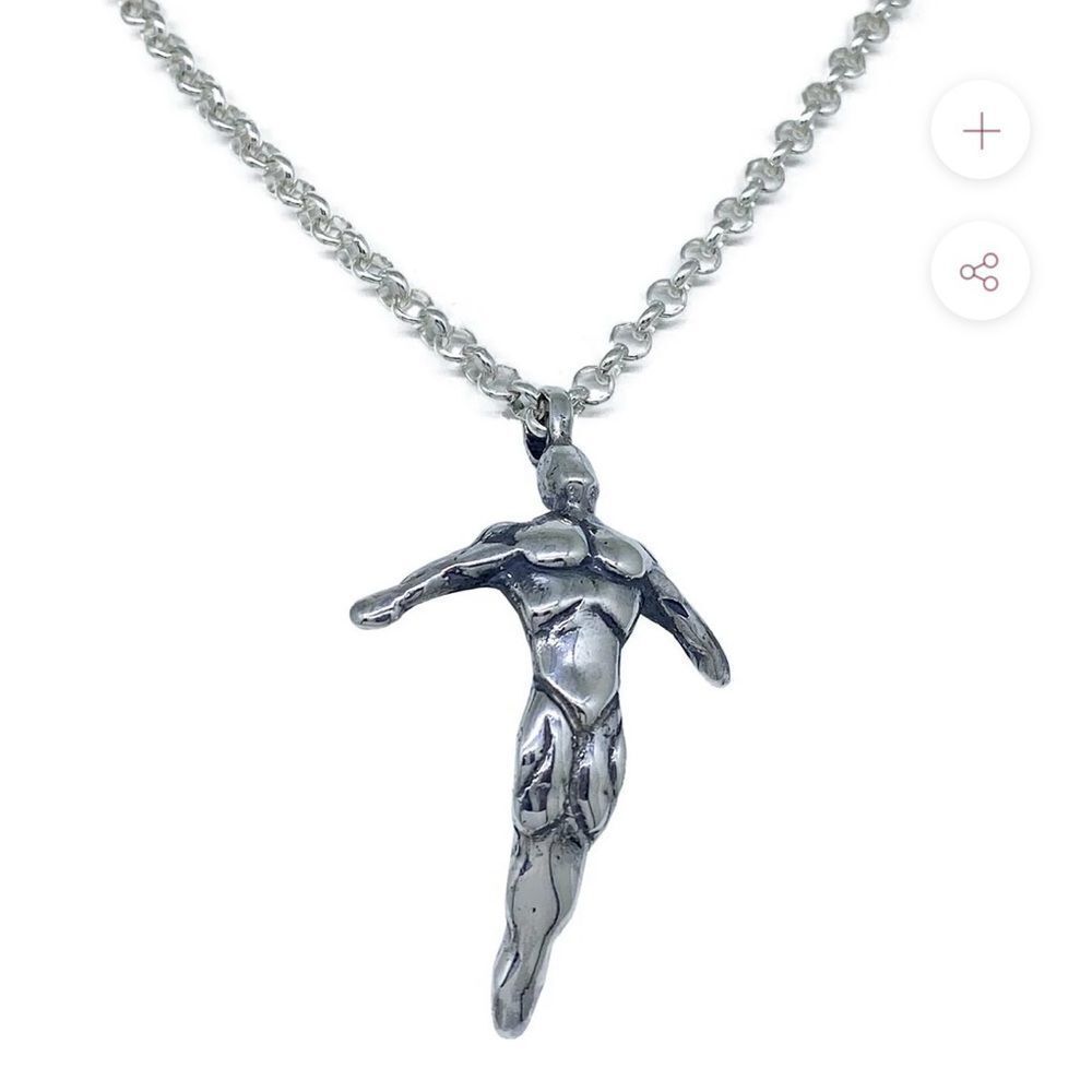 TRIBAL SON GOTHIc pearl beaded NECKLACE FREEDOM SPIRIT man flying charm combo